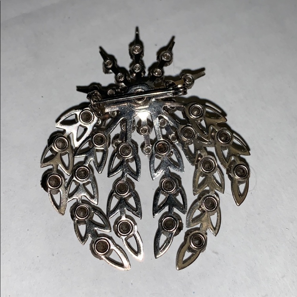 WHITE Rhinestone Pin Brooch Vintage - Picture 4 of 4